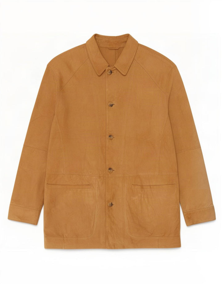 Giacca vintage in pelle scamosciata da uomo UK 40 grande beige
