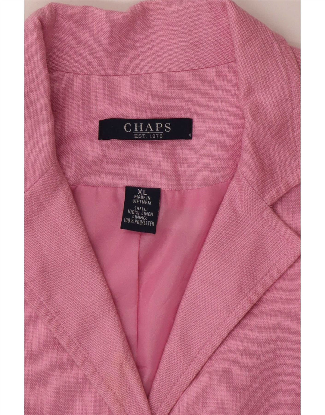 Giacca blazer da donna a 4 bottoni con maniche a 3/4 Chaps UK 18 XL Lino rosa