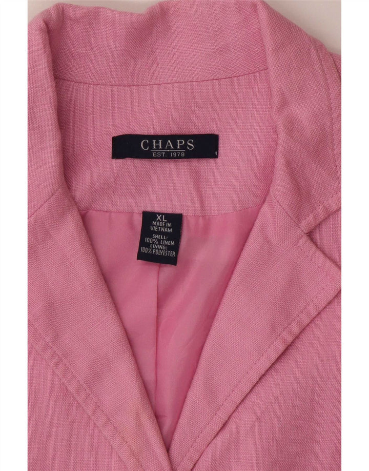 Giacca blazer da donna a 4 bottoni con maniche a 3/4 Chaps UK 18 XL Lino rosa
