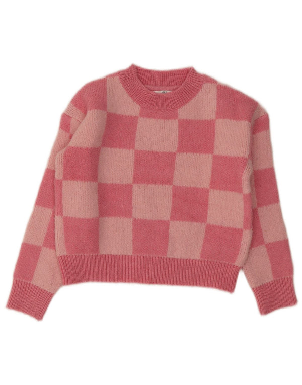 Maglione corto girocollo per ragazze Marks & Spencer 9-10 anni a quadri rosa
