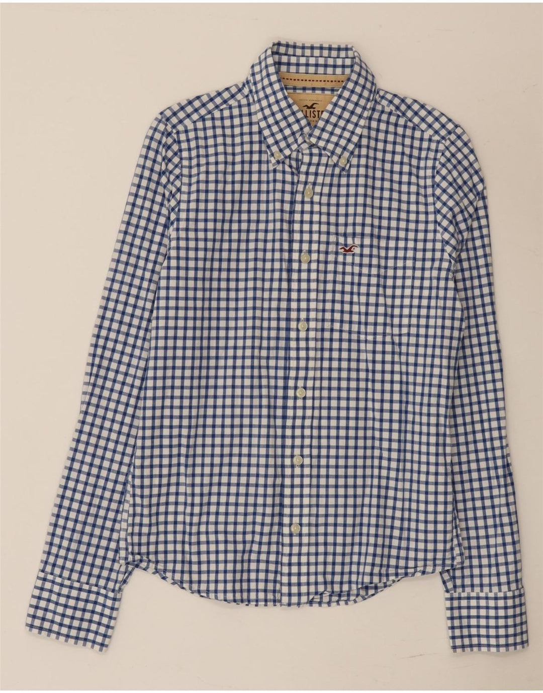 Camicia Hollister da uomo Small in cotone a quadretti blu