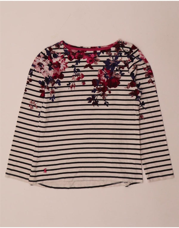 Joules Maglietta grafica da donna a maniche lunghe UK 6 XS Cotone a righe bianche