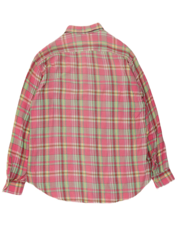 Camicia Benetton da uomo in flanella di cotone a quadri grandi rosa