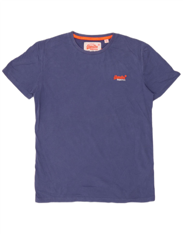 T-shirt da uomo SUPERDRY Top in cotone blu medio