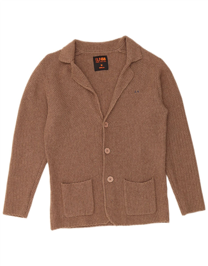 Maglione cardigan da uomo Sun68 in lana marrone medio
