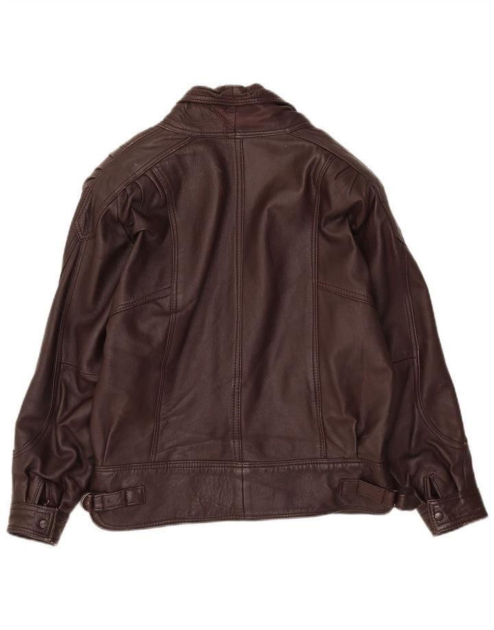 Giacca in pelle vintage da donna UK 14 Marrone medio