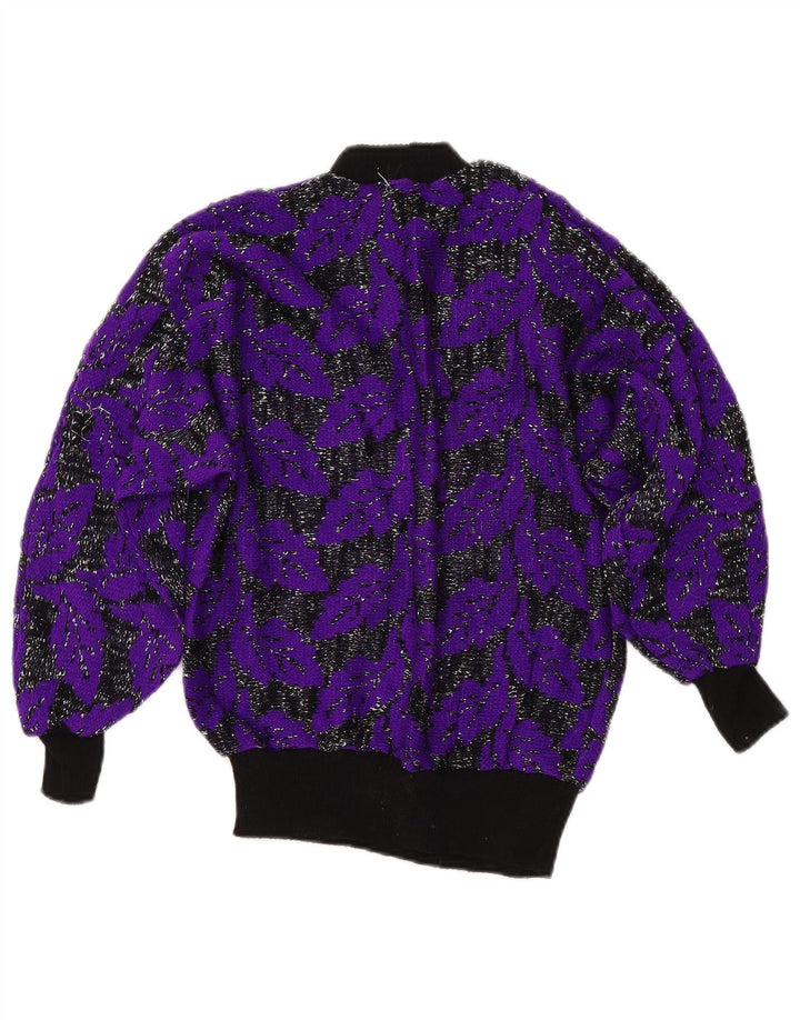 Maglione maglione collo alto da donna VINTAGE UK 8 piccolo blocco di colore viola