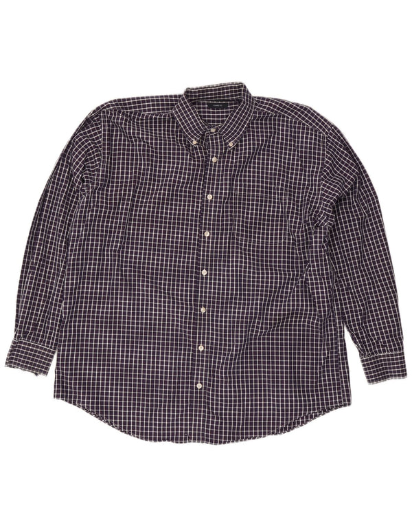 Camicia da uomo Classic Fit Nautica taglia 18 2XL cotone a quadri blu navy