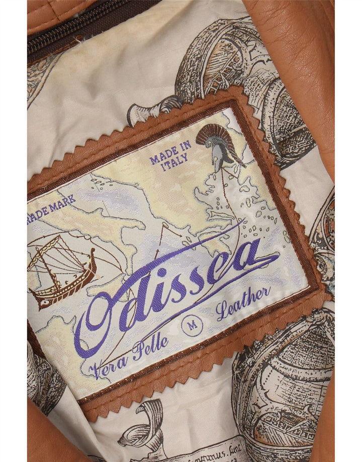 Giacca in pelle da donna vintage UK 14 in pelle marrone medio