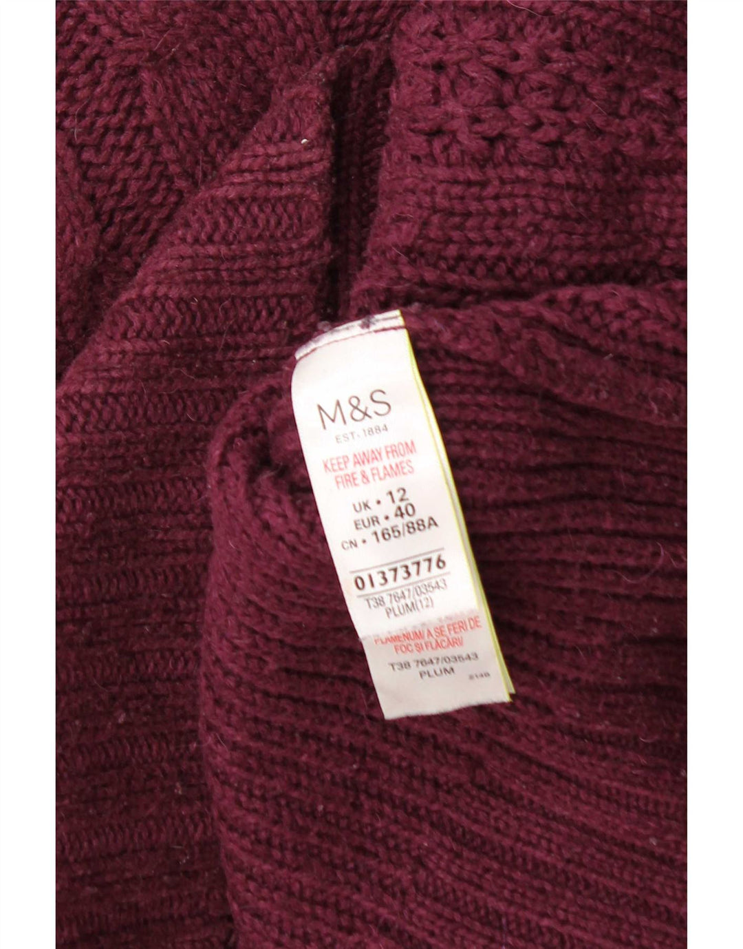 Maglione maglione girocollo da donna Marks & Spencer UK 12 Borgogna medio