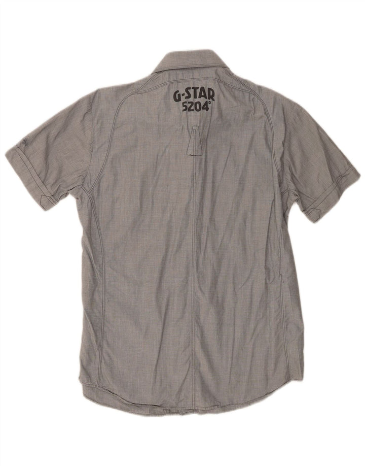 Camicia grafica da uomo a maniche corte G-Star in cotone grigio medio