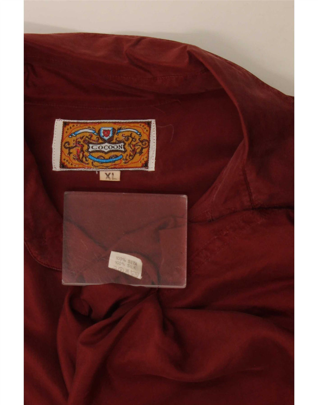 Camicia vintage da uomo XL in seta bordeaux