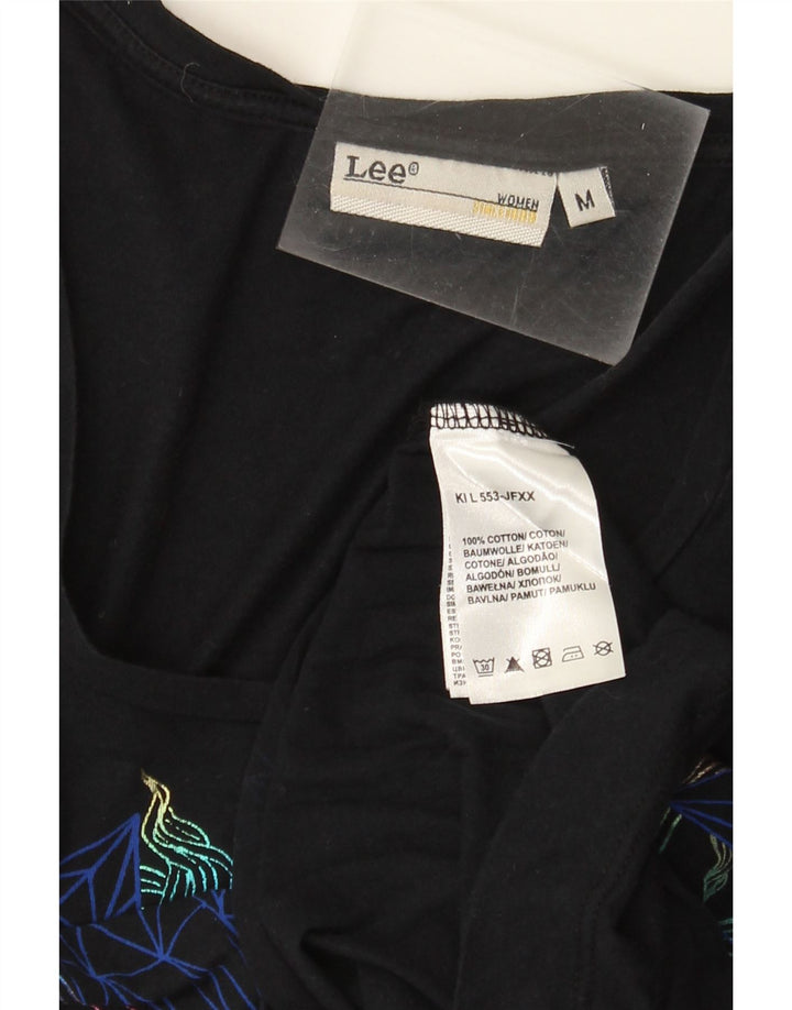 Maglietta grafica da donna Lee Top UK 12 cotone medio blu navy