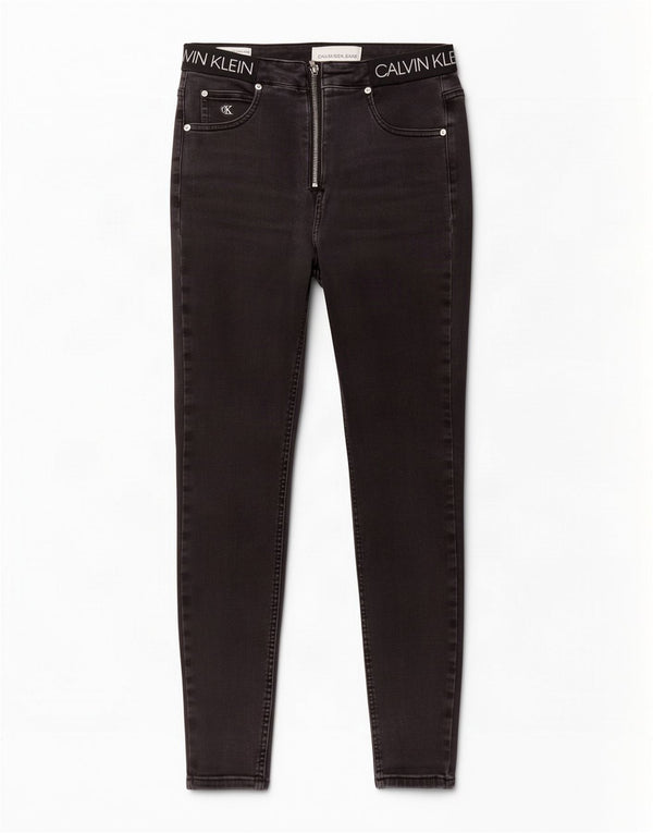 Jeans super skinny da donna a vita alta Calvin Klein W28 L27 neri