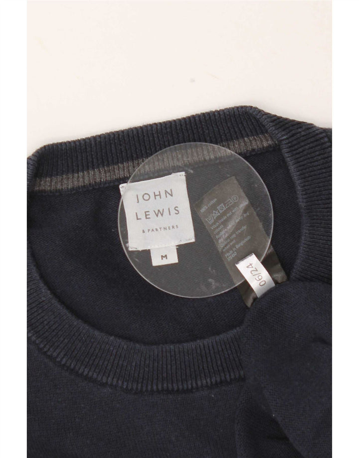 Maglione maglione girocollo da uomo John Lewis in cotone blu navy medio