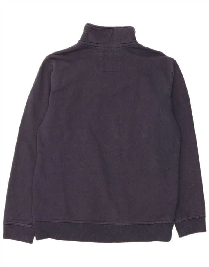 Crew Clothing Felpa da uomo con collo con zip, maglione medio, cotone blu navy