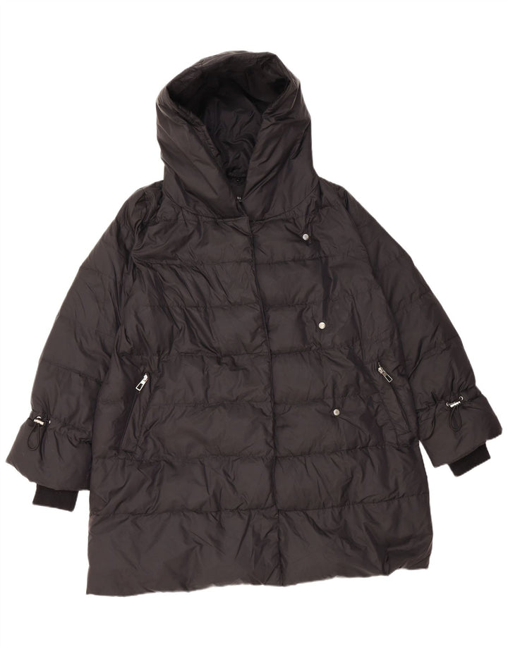 Cappotto imbottito con cappuccio da donna Zara UK 14 medio nero in poliammide
