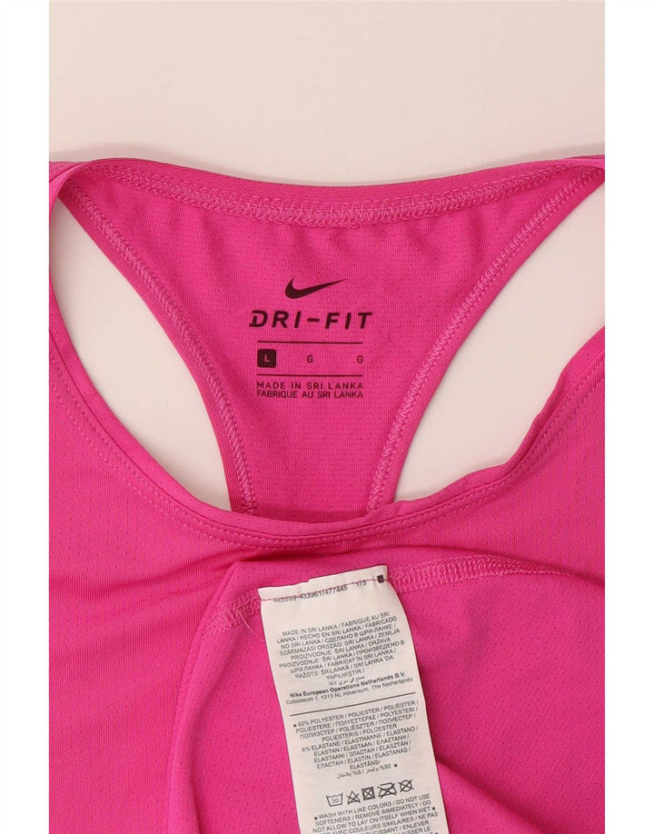 Canotta Nike Dri Fit da donna UK 14 grande rosa poliestere