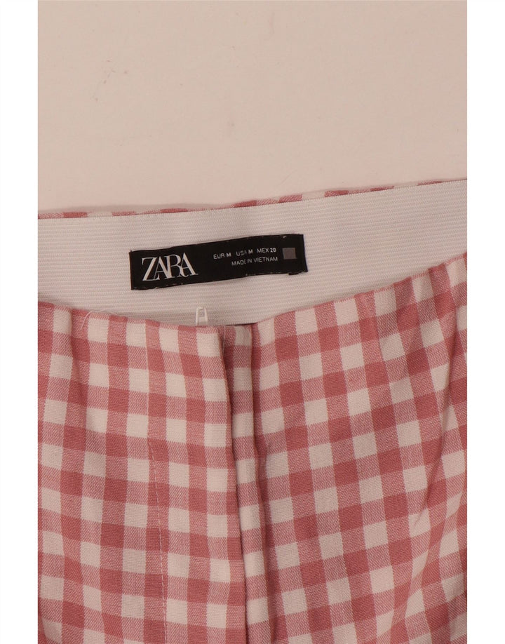 Pantaloni corti dritti da donna Zara medi W28 L25 a quadri rosa