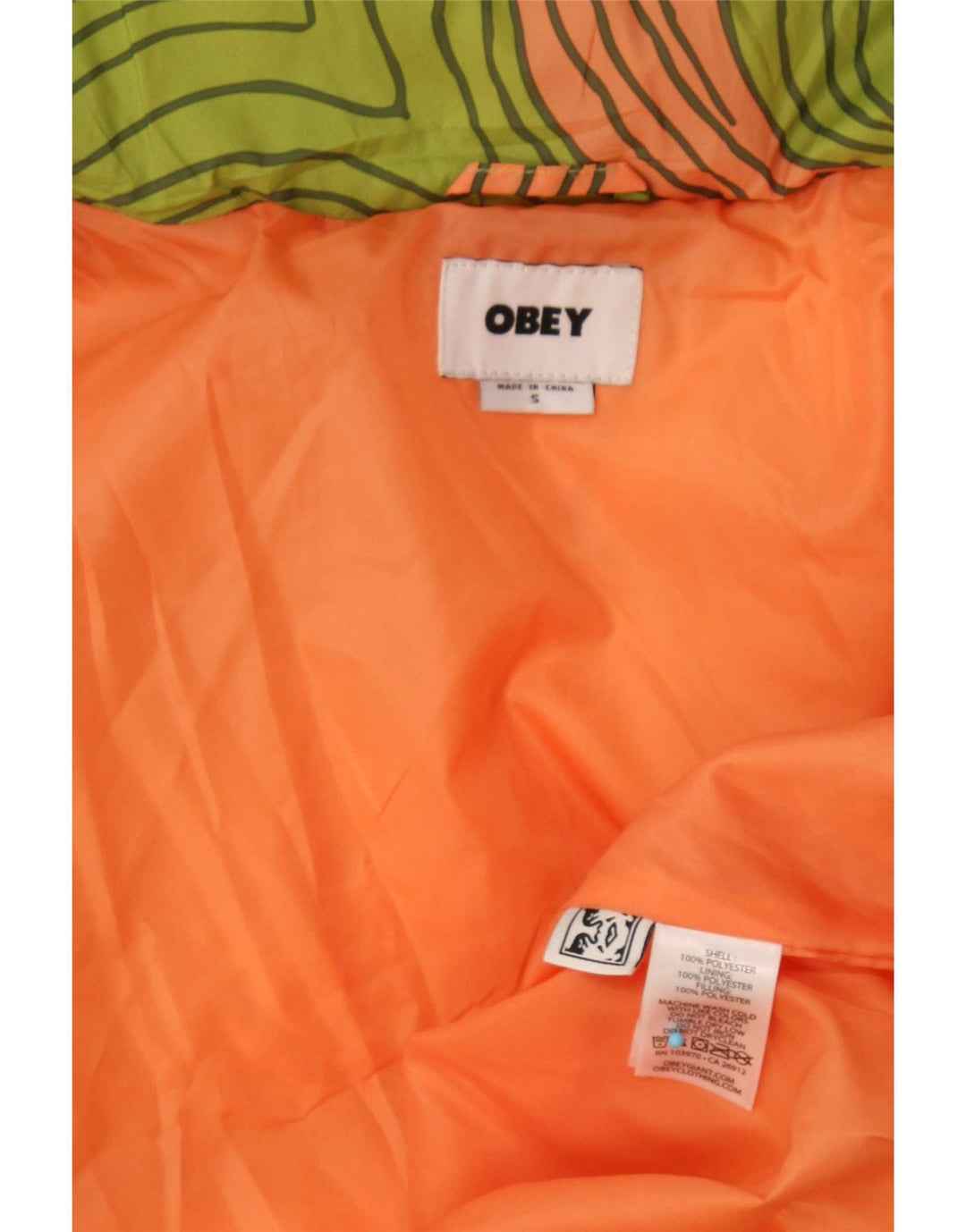 Giacca imbottita oversize da donna Obey UK 10 Small Poliestere geometrico verde