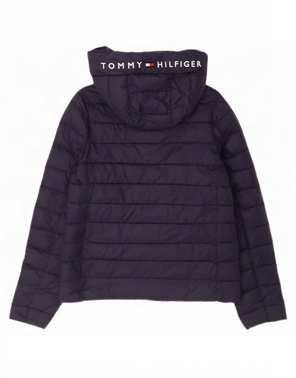 Giacca imbottita con cappuccio grafica da donna Tommy Hilfiger UK 14 medio blu navy
