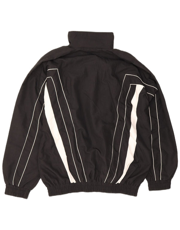 Giacca da ginnastica vintage da uomo, grande, in poliestere color block nero