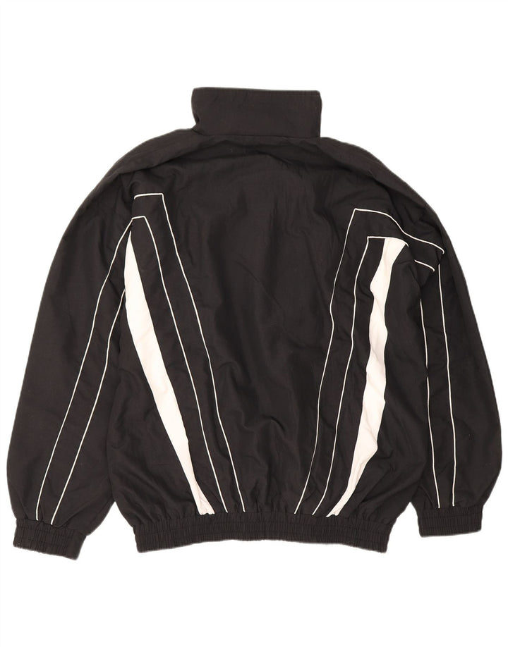 Giacca da ginnastica vintage da uomo, grande, in poliestere color block nero