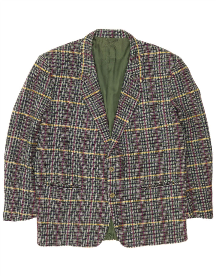 Giacca blazer da uomo a 2 bottoni Cerruti 1881 UK 42 XL lana a quadri multicolore