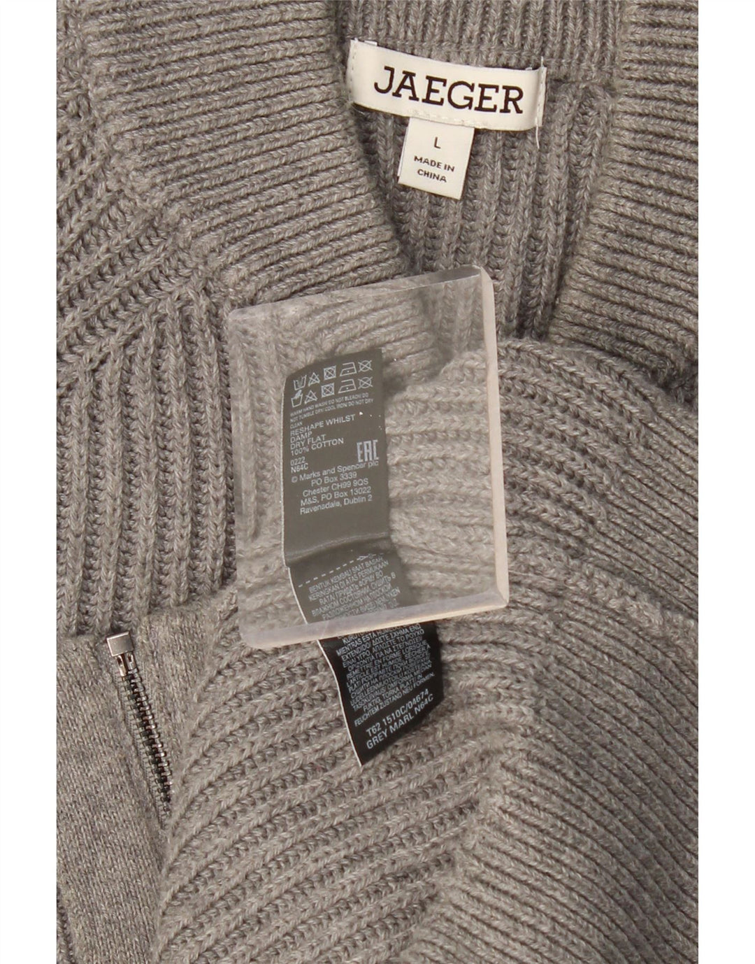 Maglione cardigan da uomo JAEGER grande in cotone grigio