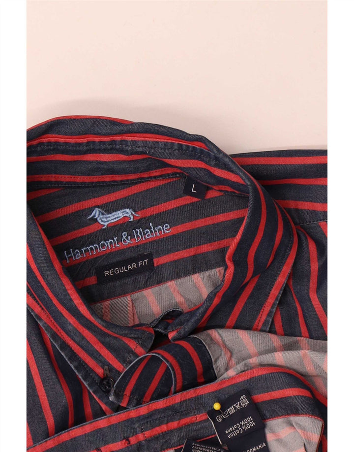 Camicia da uomo Harmont & Blaine vestibilità regolare, cotone a righe rosse grandi