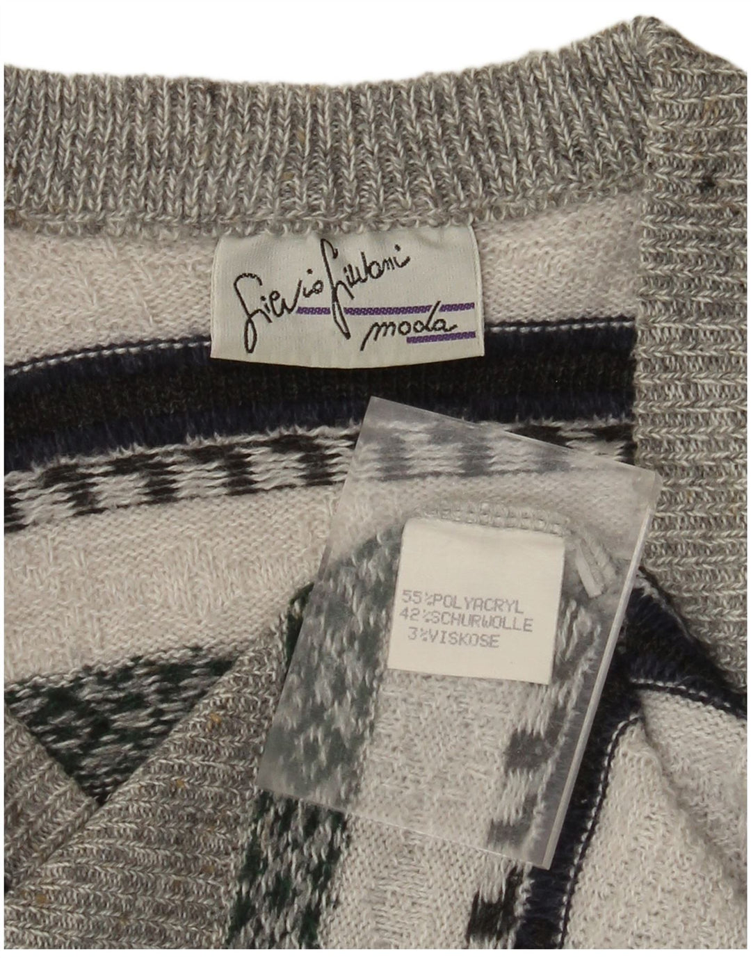 Canotta da uomo VINTAGE canotta in poliacrilico a righe grigio medio