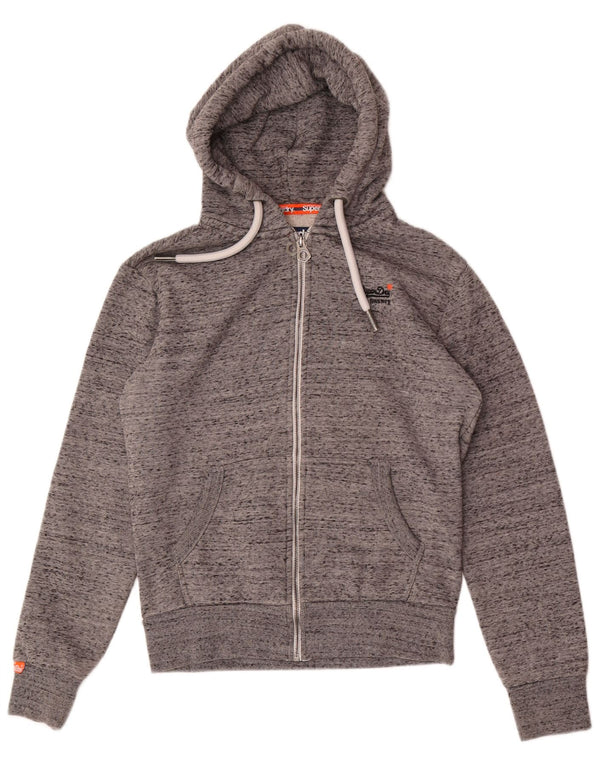 Maglione con cappuccio e zip da uomo Superdry XS in cotone chiazzato grigio