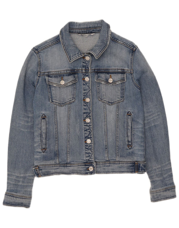 Giacca in denim corto da donna Zara UK 12 cotone blu medio