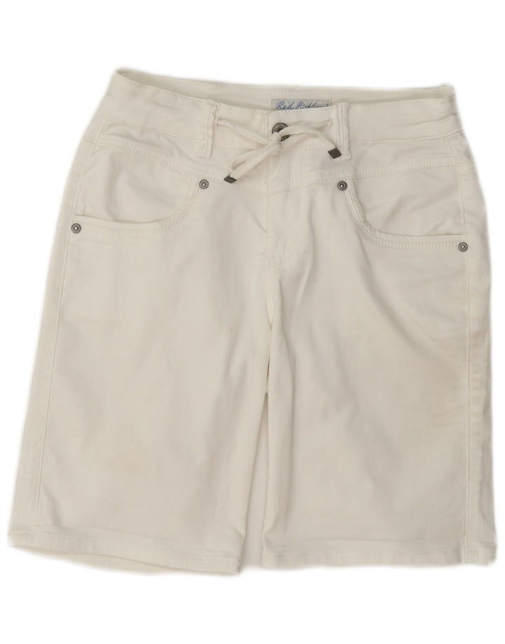Pantaloncini casual da donna con bottone rosso EU 36 Small W27 Cotone bianco