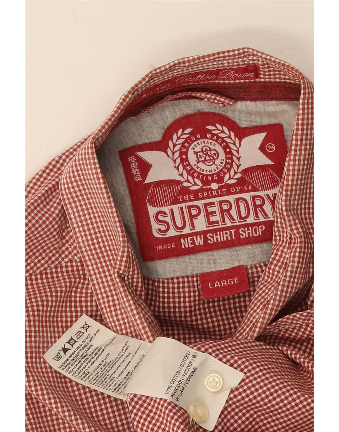 Camicia da uomo Superdry grande in cotone a quadretti rossi