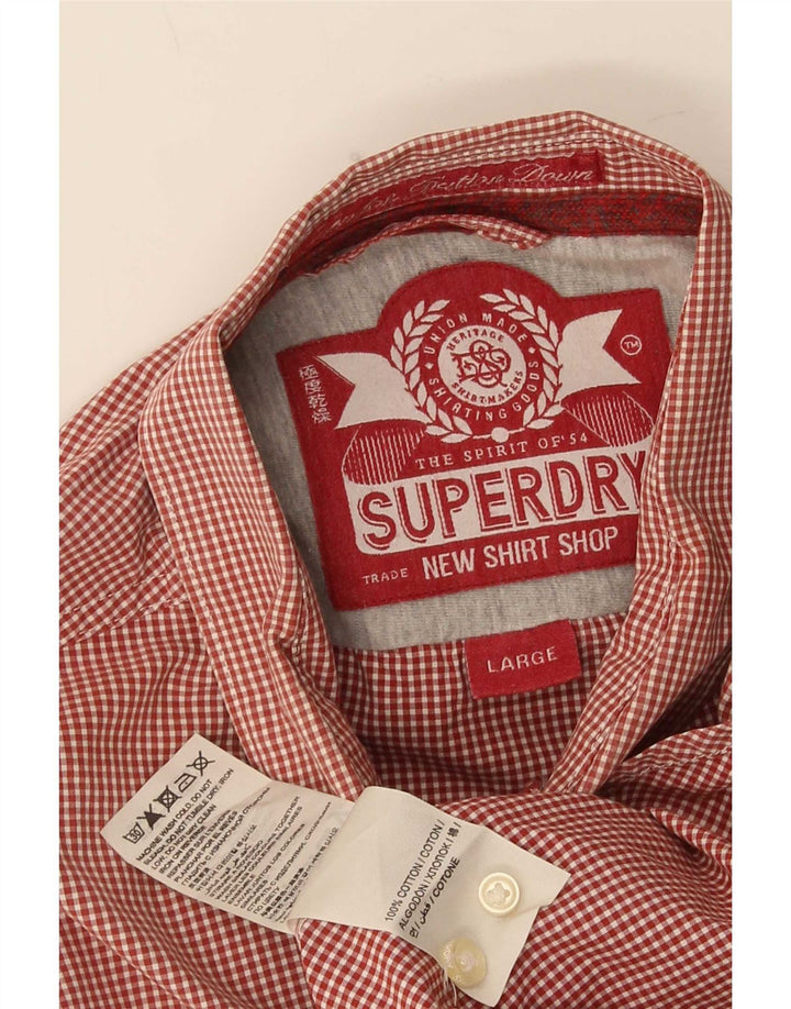 Camicia da uomo Superdry grande in cotone a quadretti rossi