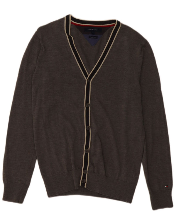 Tommy Hilfiger Mens Cardigan Sweater Small Grey Wool