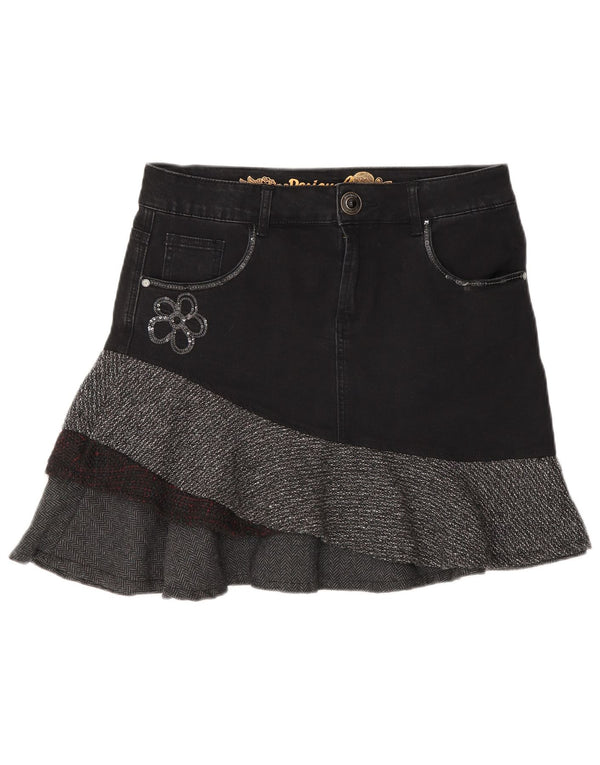 Gonna di jeans asimmetrica da donna Desigual EU 40 media W30 grigia a spina di pesce