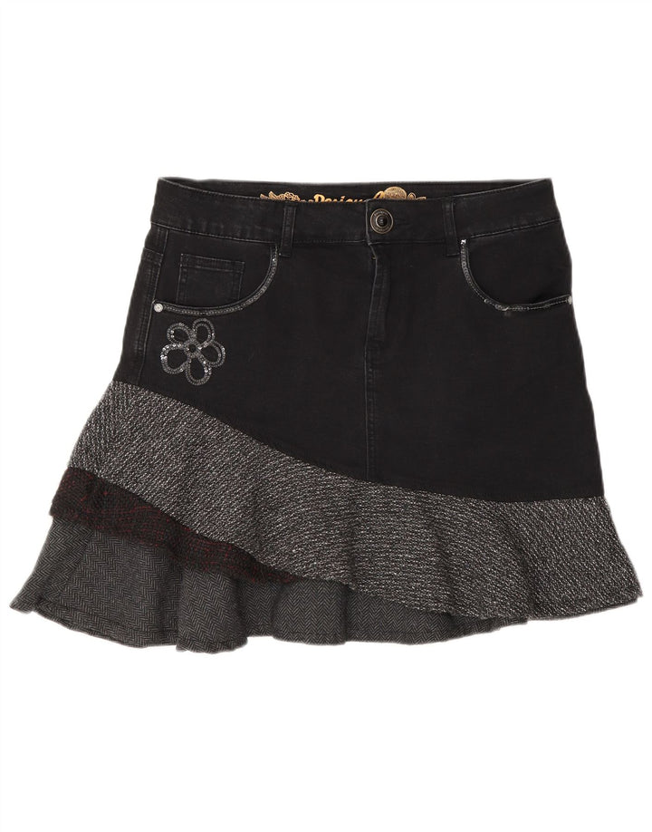 Gonna di jeans asimmetrica da donna Desigual EU 40 media W30 grigia a spina di pesce