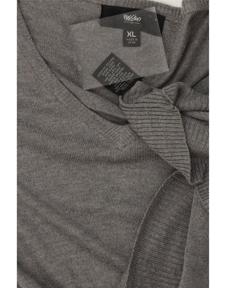 MOSSIMO Womens V-Neck Jumper Sweater UK 18 XL Grey Nylon Vintage Mossimo and Second-Hand Mossimo from Messina Hembry 