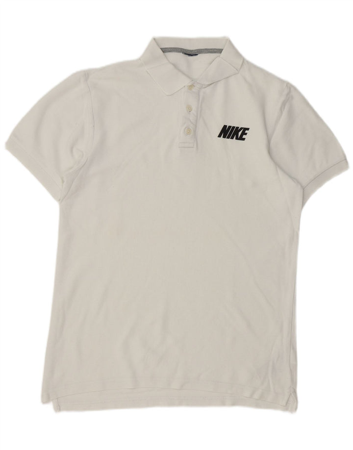 NIKE Mens Graphic Polo Shirt Medium White Cotton