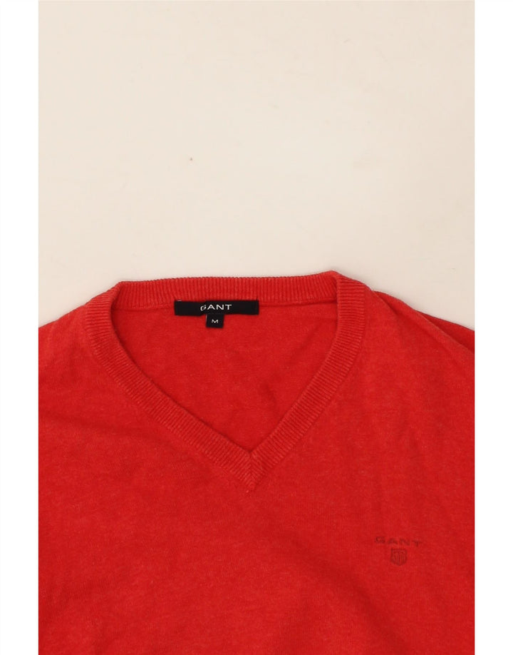GANT Mens V-Neck Jumper Sweater Medium Red Cotton Vintage Gant and Second-Hand Gant from Messina Hembry 