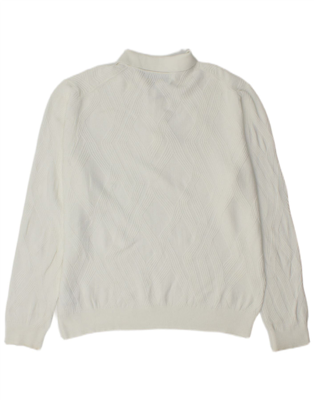 Maglione da uomo con collo a polo autografato Marks & Spencer, grande cotone bianco