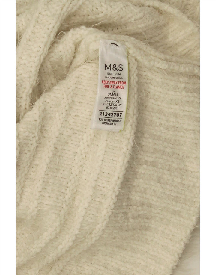 Maglione maglione a collo alto da donna Marks & Spencer UK 10 piccolo bianco sporco