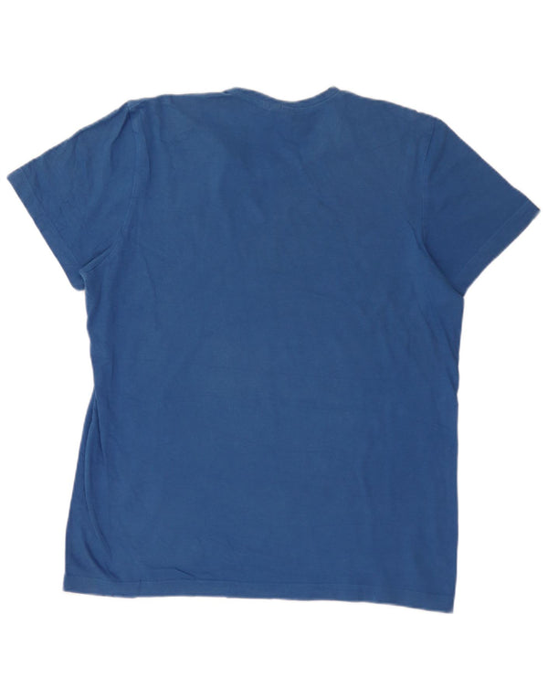 T-shirt grafica da uomo Adidas Top grande in cotone blu