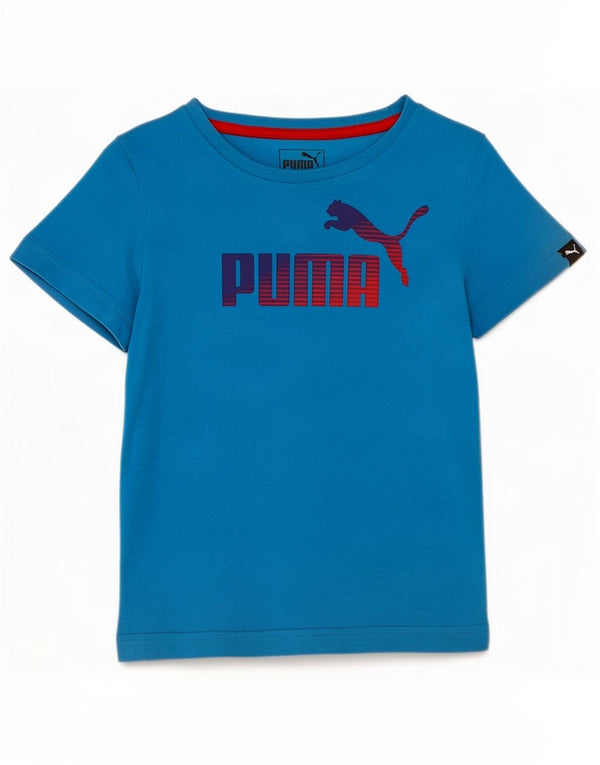 T-shirt grafica da bambino Puma Top 7-8 anni in cotone blu
