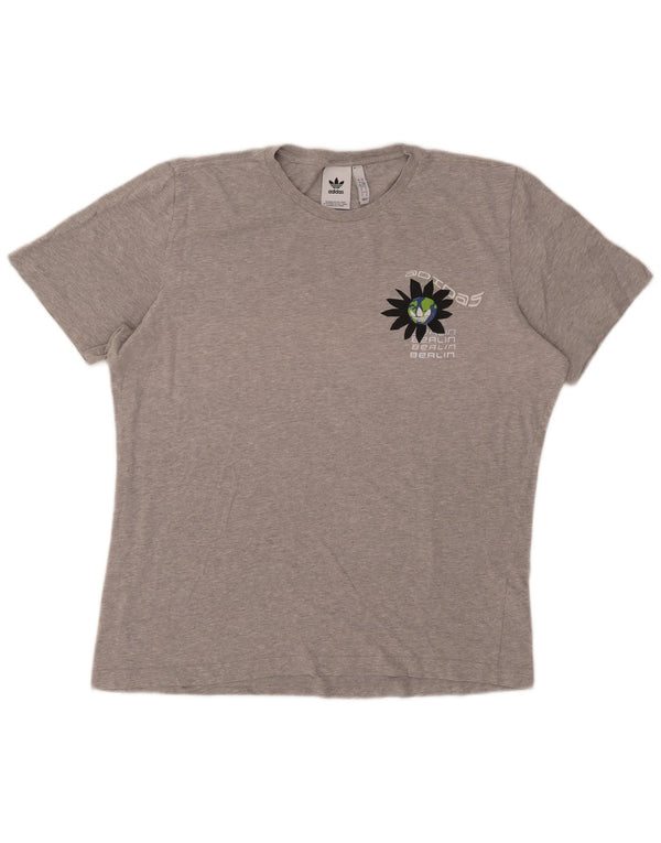 T-shirt grafica da uomo Adidas Top grande in cotone grigio