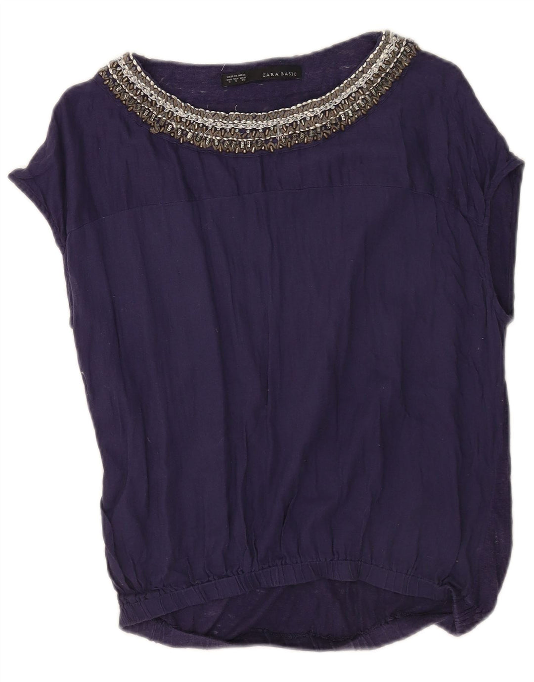 Camicetta oversize senza maniche da donna Zara UK 10 piccola in lino blu navy
