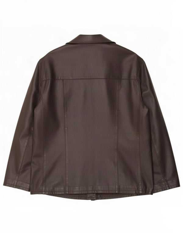 Lavorazione Artigianale Giacca in Pelle da Uomo IT 56 3XL Marrone