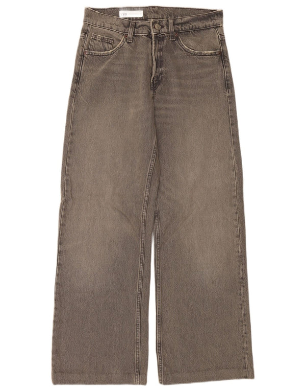 Jeans Zara da donna a gamba larga a vita alta EU 34 2XS W24 L32 Grigio